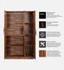 Maya 3 Door Wardrobe In Vintage Sheesham Finish With Mirror