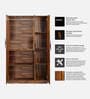 Maya 3 Door Wardrobe In Vintage Sheesham Finish With Mirror
