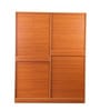 Maya 4 Door Wardrobe With Locker In Teak And White Finish With Mirror & Drawer
