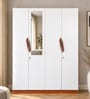 Maya 4 Door Wardrobe With Locker In Teak And White Finish With Mirror & Drawer