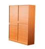 Maya 4 Door Wardrobe With Locker In Teak And White Finish With Mirror & Drawer
