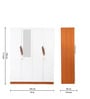 Maya 4 Door Wardrobe With Locker In Teak And White Finish With Mirror & Drawer