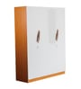 Maya 4 Door Wardrobe With Locker In Teak And White Finish With Mirror & Drawer