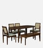 Mayer Sheesham Wood 6 Seater Dining Set With Bench In Scratch Resistant Provincial Teak Finish