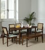 Mayer Sheesham Wood 6 Seater Dining Set With Bench In Scratch Resistant Provincial Teak Finish