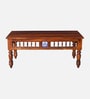 Mayur Sheesham Wood Nesting Coffee Table Set in Honey Oak Finish With Cushioned Stools