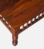 Mayur Sheesham Wood Nesting Coffee Table Set in Honey Oak Finish With Cushioned Stools