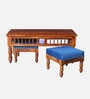 Mayur Sheesham Wood Nesting Coffee Table Set in Honey Oak Finish With Cushioned Stools
