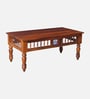 Mayur Sheesham Wood Nesting Coffee Table Set in Honey Oak Finish With Cushioned Stools