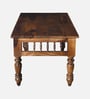 Mayur Sheesham Wood Nesting Coffee Table Set in Provincial Teak Finish With Cushioned Stools