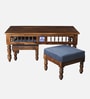 Mayur Sheesham Wood Nesting Coffee Table Set in Provincial Teak Finish With Cushioned Stools