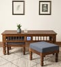 Mayur Sheesham Wood Nesting Coffee Table Set in Provincial Teak Finish With Cushioned Stools