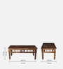 Mayur Sheesham Wood Nesting Coffee Table Set in Provincial Teak Finish With Cushioned Stools