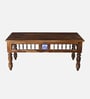 Mayur Sheesham Wood Nesting Coffee Table Set in Provincial Teak Finish With Cushioned Stools