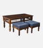 Mayur Sheesham Wood Nesting Coffee Table Set in Provincial Teak Finish With Cushioned Stools