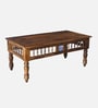 Mayur Sheesham Wood Nesting Coffee Table Set in Provincial Teak Finish With Cushioned Stools