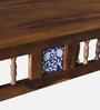 Mayur Sheesham Wood Nesting Coffee Table Set in Provincial Teak Finish With Cushioned Stools