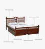 Mayur Sheesham Wood Queen Size Bed In Honey Oak Finish With Drawer Storage