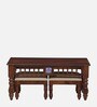 Mayur Sheesham Wood Nesting Coffee Table Set in Honey Oak Finish With Cushioned Stools