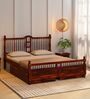 Mayur Sheesham Wood Queen Size Bed In Honey Oak Finish With Drawer Storage
