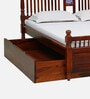 Mayur Sheesham Wood Queen Size Bed In Honey Oak Finish With Drawer Storage