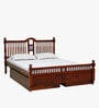 Mayur Sheesham Wood Queen Size Bed In Honey Oak Finish With Drawer Storage