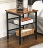 Mayville Wooden Top Side Stool (Set of 2) in Black Colour