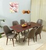 Mazi Solid Wood 6 Seater Dining Set in Autumn Brown Finish