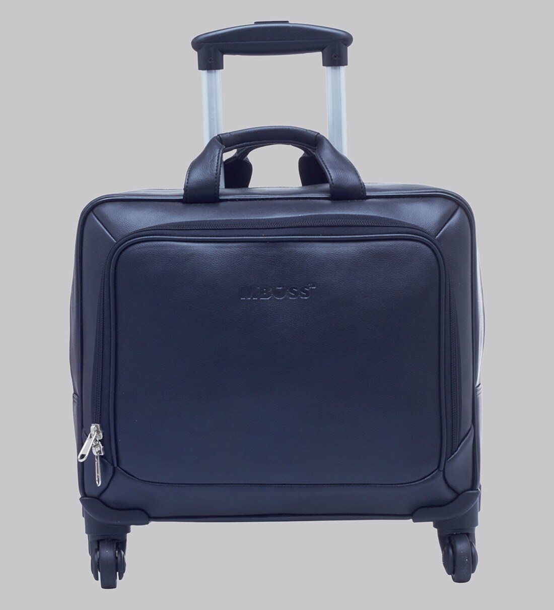 Buy Mboss Black Faux Leather Trolley ,34 Litres Online Suitcases