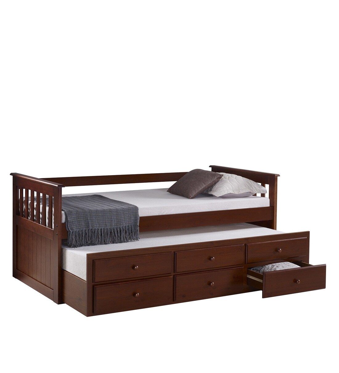 Buy McCaptain Single Bed with PullOut Bed & Drawers by Mollycoddle