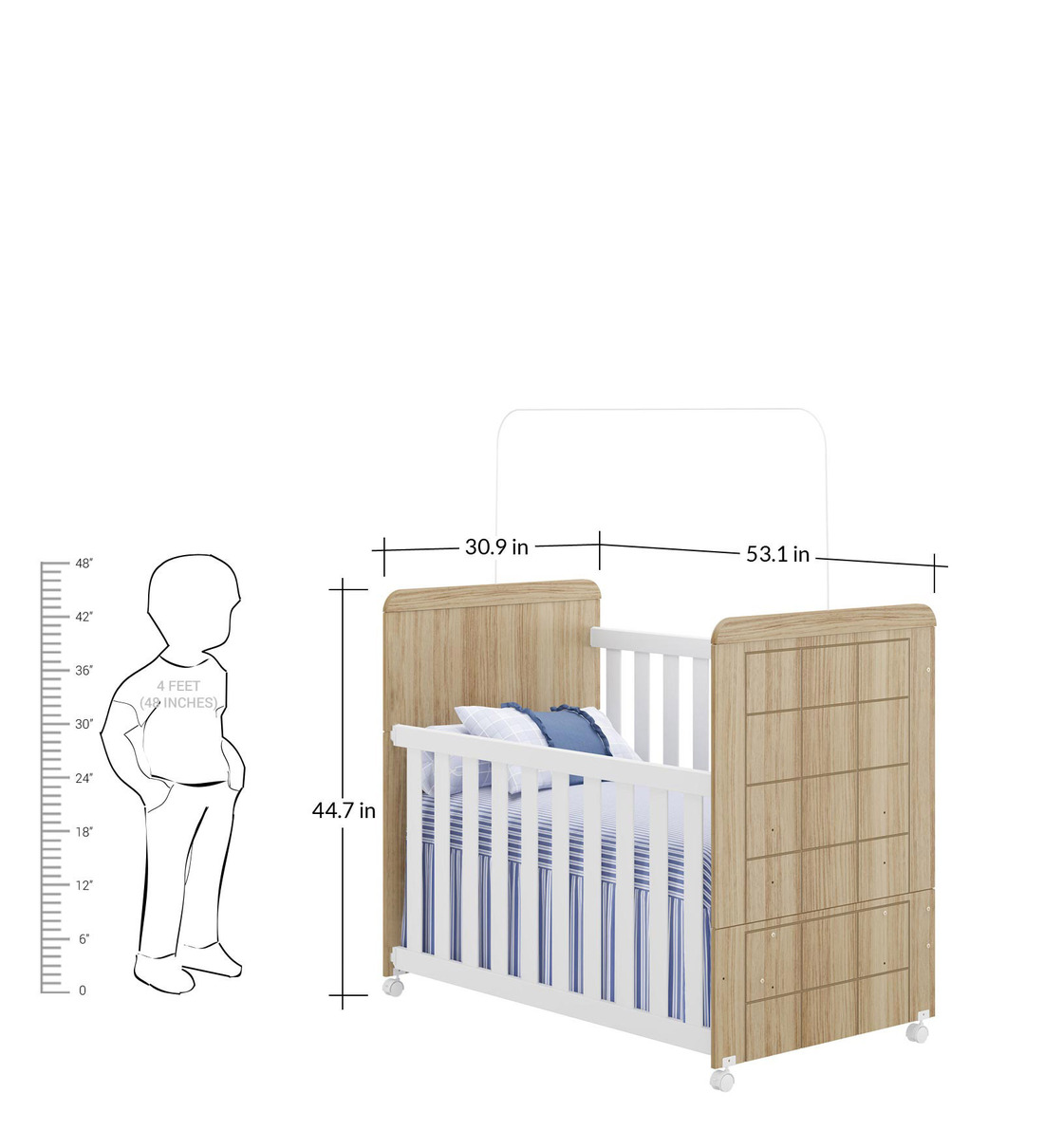 Buy Mccoco Cribs in Satin White Oak Colour with Convertible Bed