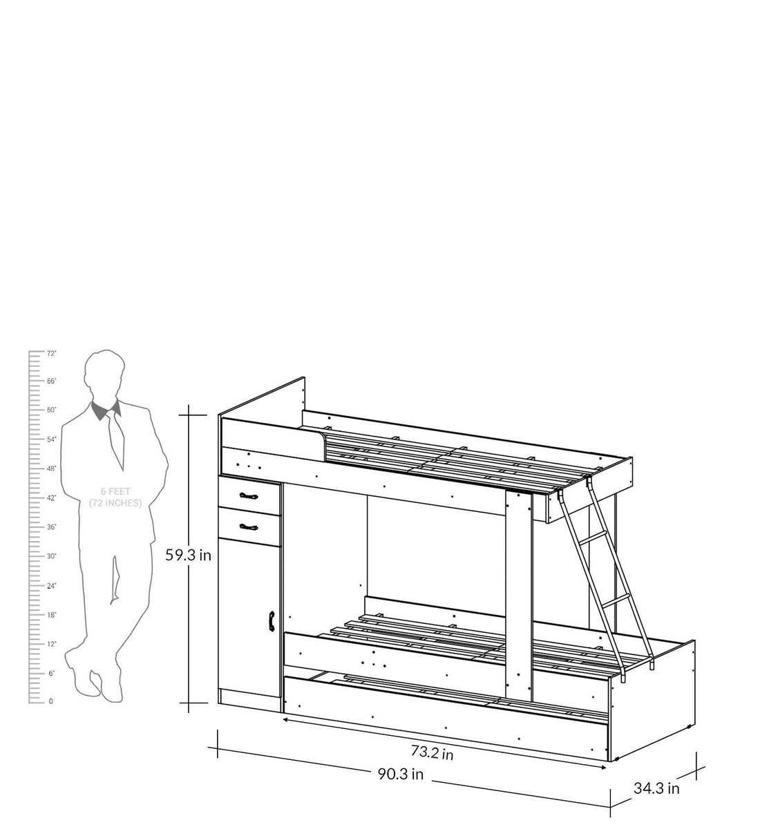 Buy McHannah Storage Bunk Bed with Trundle in Yellow & White Finish by