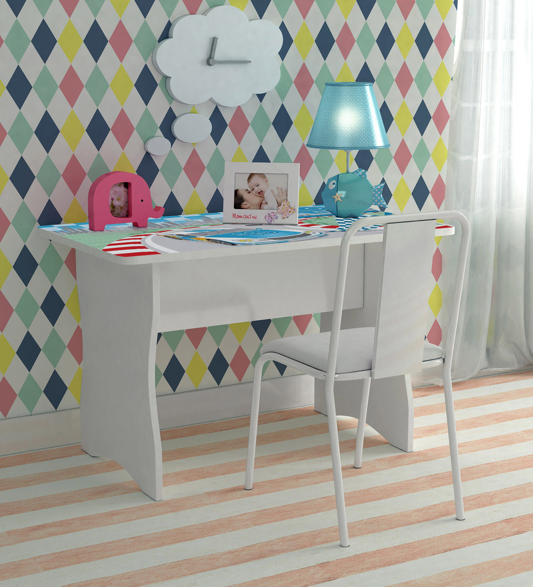 study table with two chairs