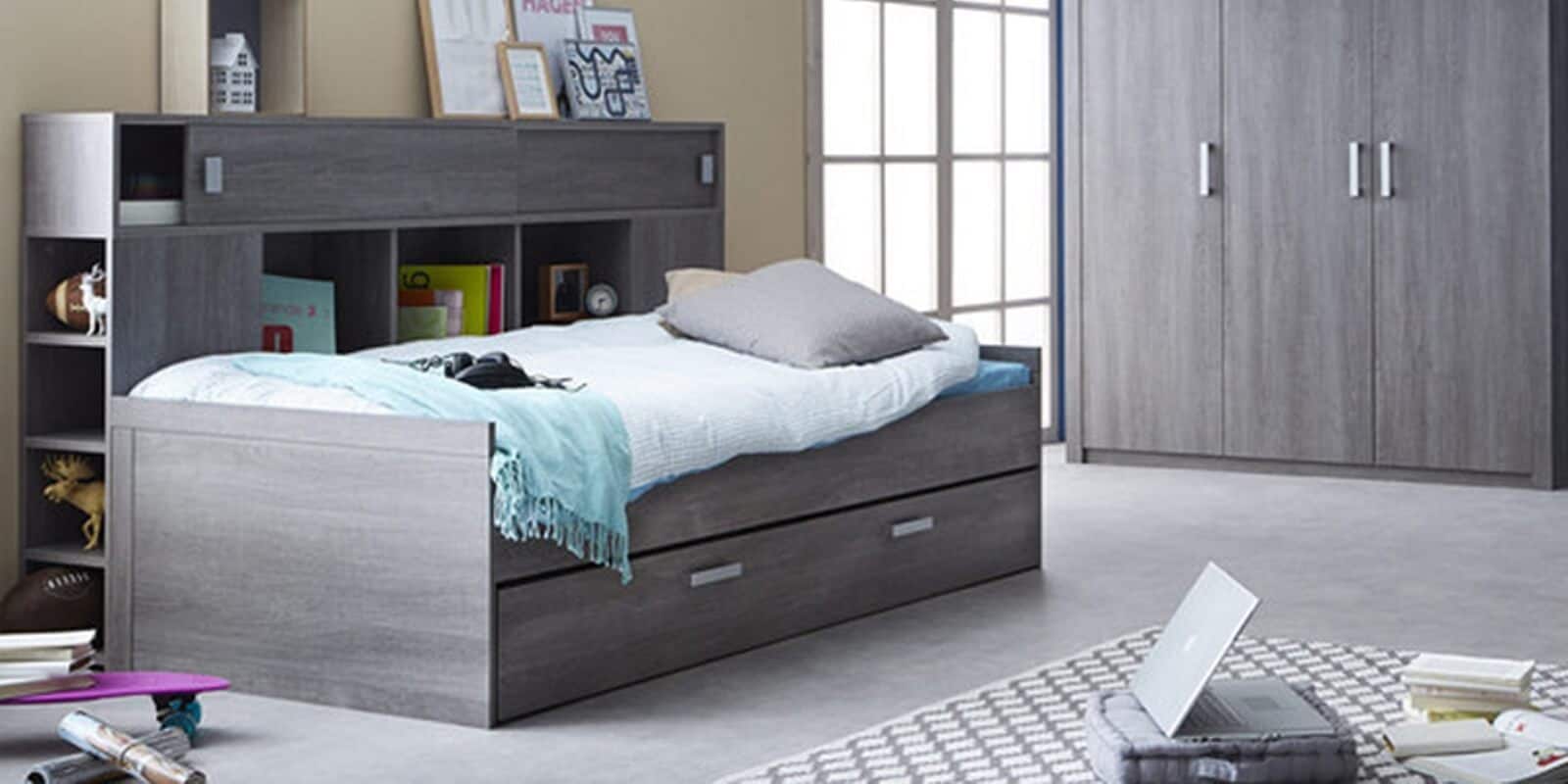 McTyler Teen Bed with Trundle & Storage in Prata Oak Finish McTyler Teen Bed with Trundle & Storage in Prata Oak Finish