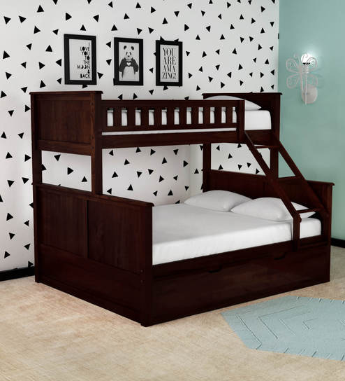 Mctaylor Bunk Bed Single Queen With Pull Out Bed In Wenge Finish By Mollycoddle