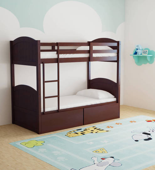 Buy Mcxander Bunk Bed With Drawer Storage In Wenge Finish By