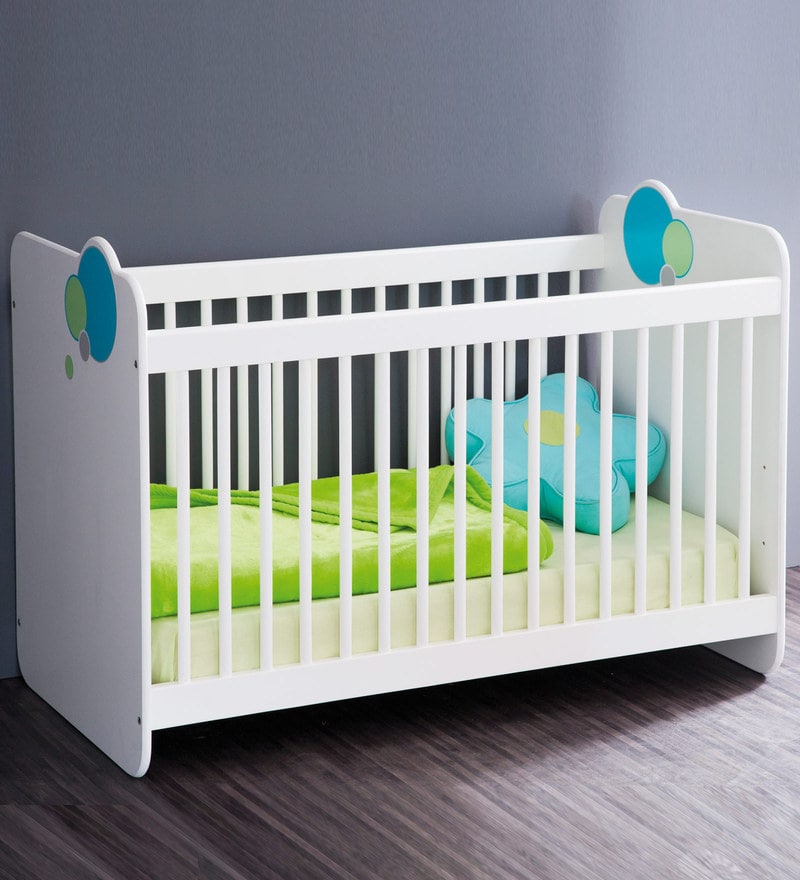 Buy McCyan Baby Crib Bed with Adjustable Height in White