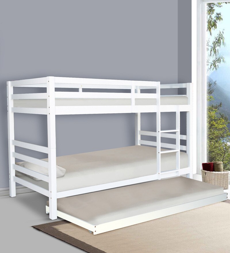 Buy McDave Bunk Bed with Trundle in White Finish by Mollycoddle Online Bunk Beds Bunk Beds