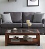 Valencia Sheesham Wood Coffee Table in Scratch Resistant Rustic Teak Finish With Glass Top