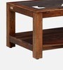 Valencia Sheesham Wood Coffee Table in Scratch Resistant Rustic Teak Finish With Glass Top