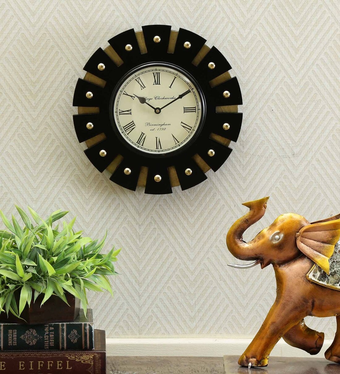 Buy Mdf Analog Wall Clock In Black By Padmavati Art Creations Online