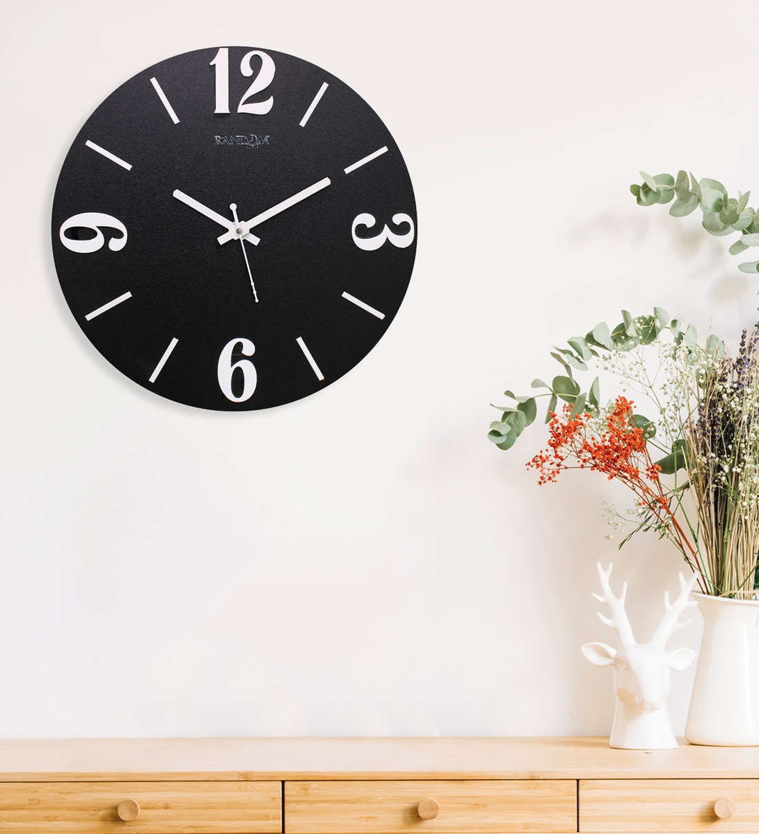 Buy Mdf White Bold Numbers Designer Wall Clock By Random Online