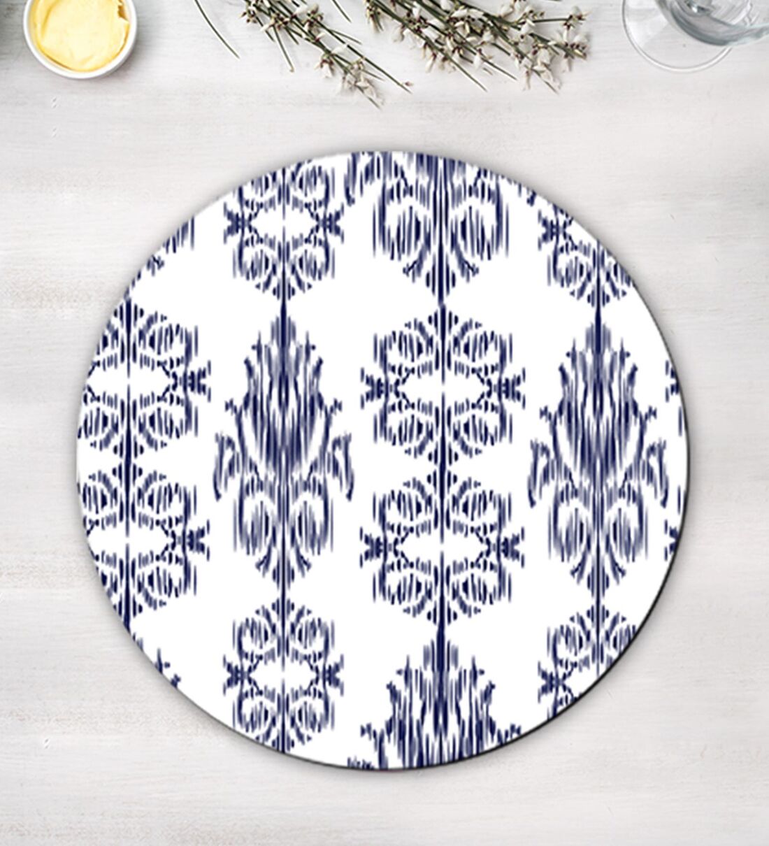 Buy Ikat (14x14) White & Blue MDF (Set of 4) Placemat at 10 OFF by