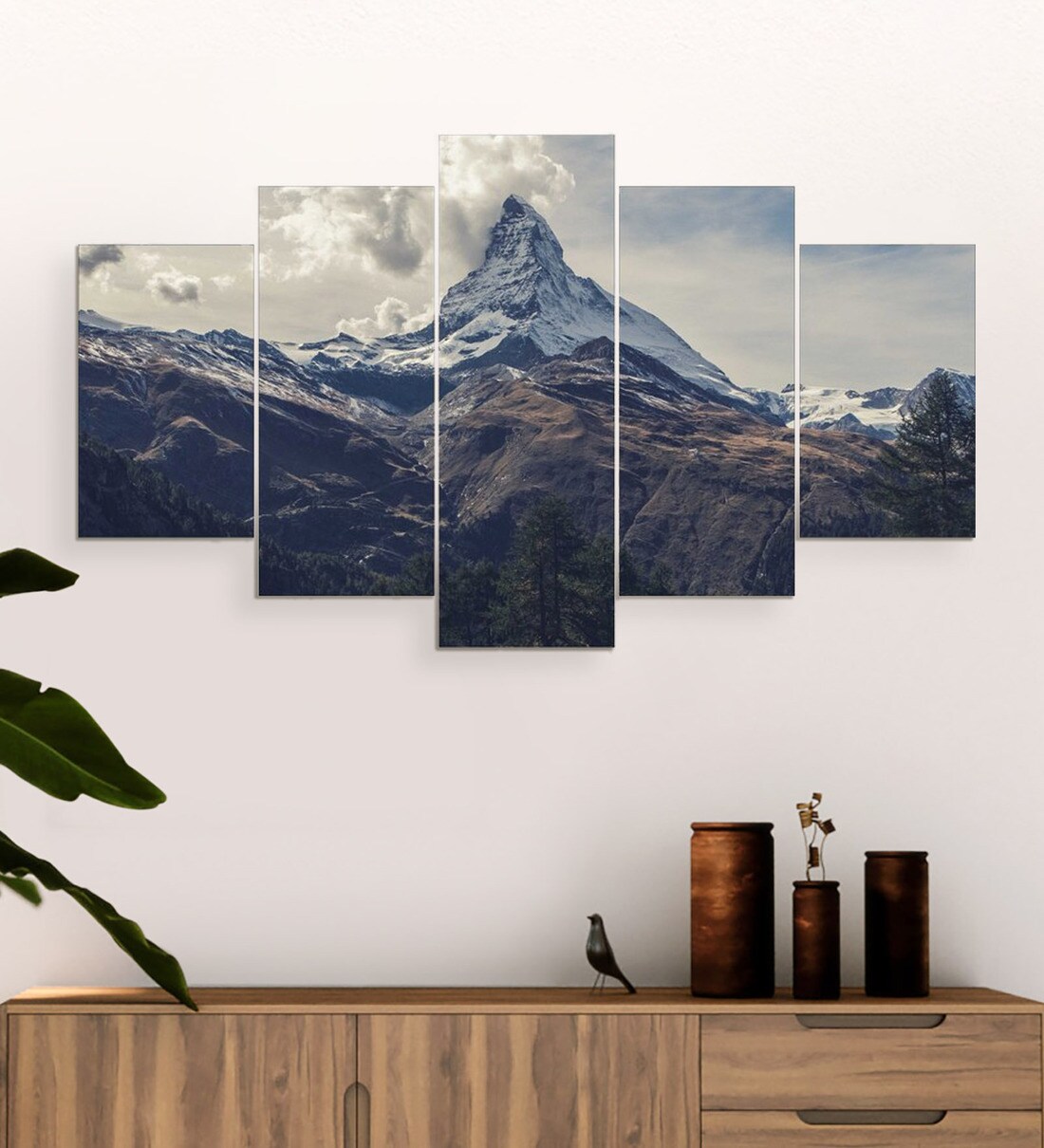 Buy MDF Mountain Framed Art Panel Set of 5 by Go Hooked Online