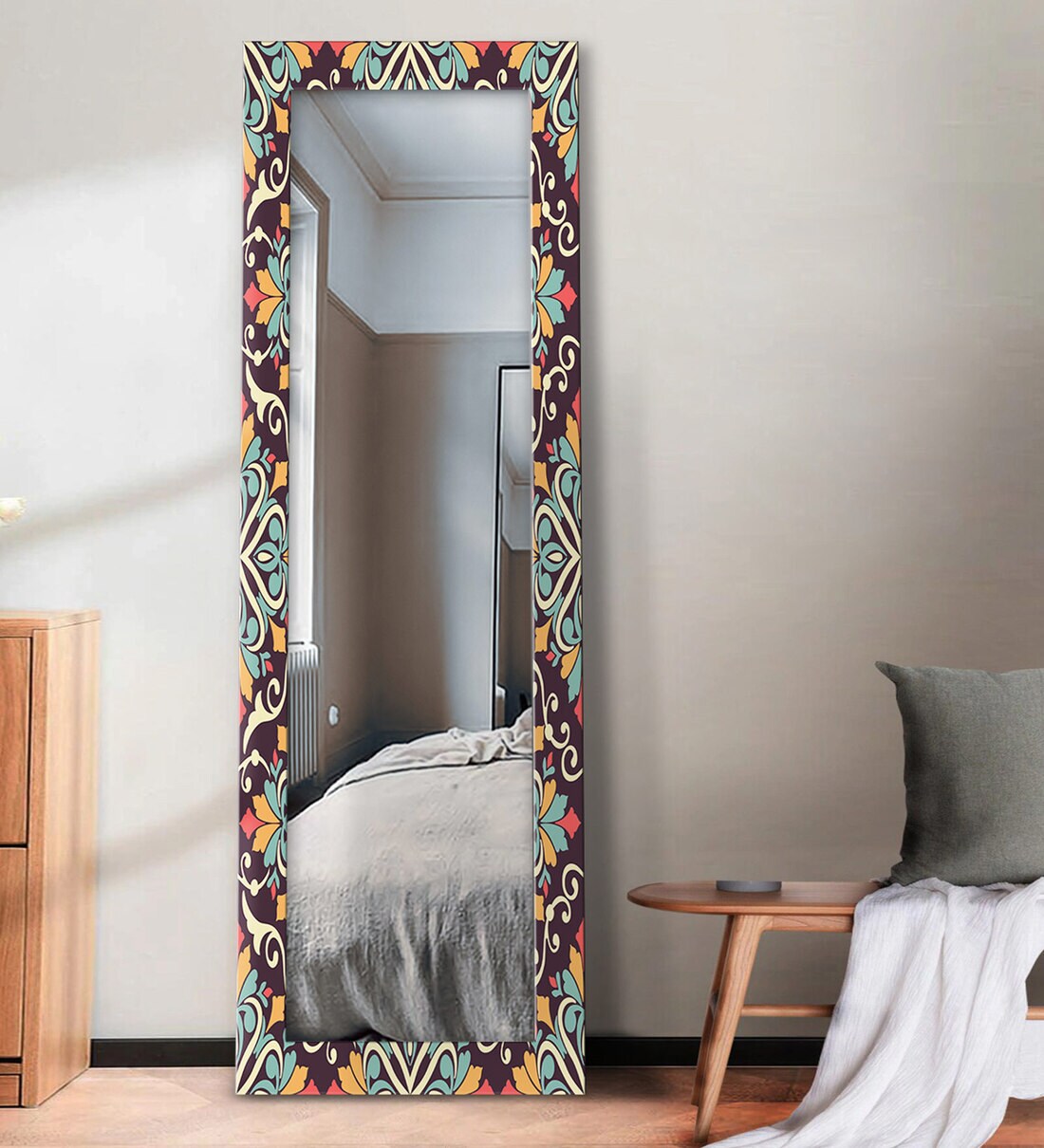 Buy MDF Pattern Arabian 6 Ft Floor Mirror By 999Store Online Floor