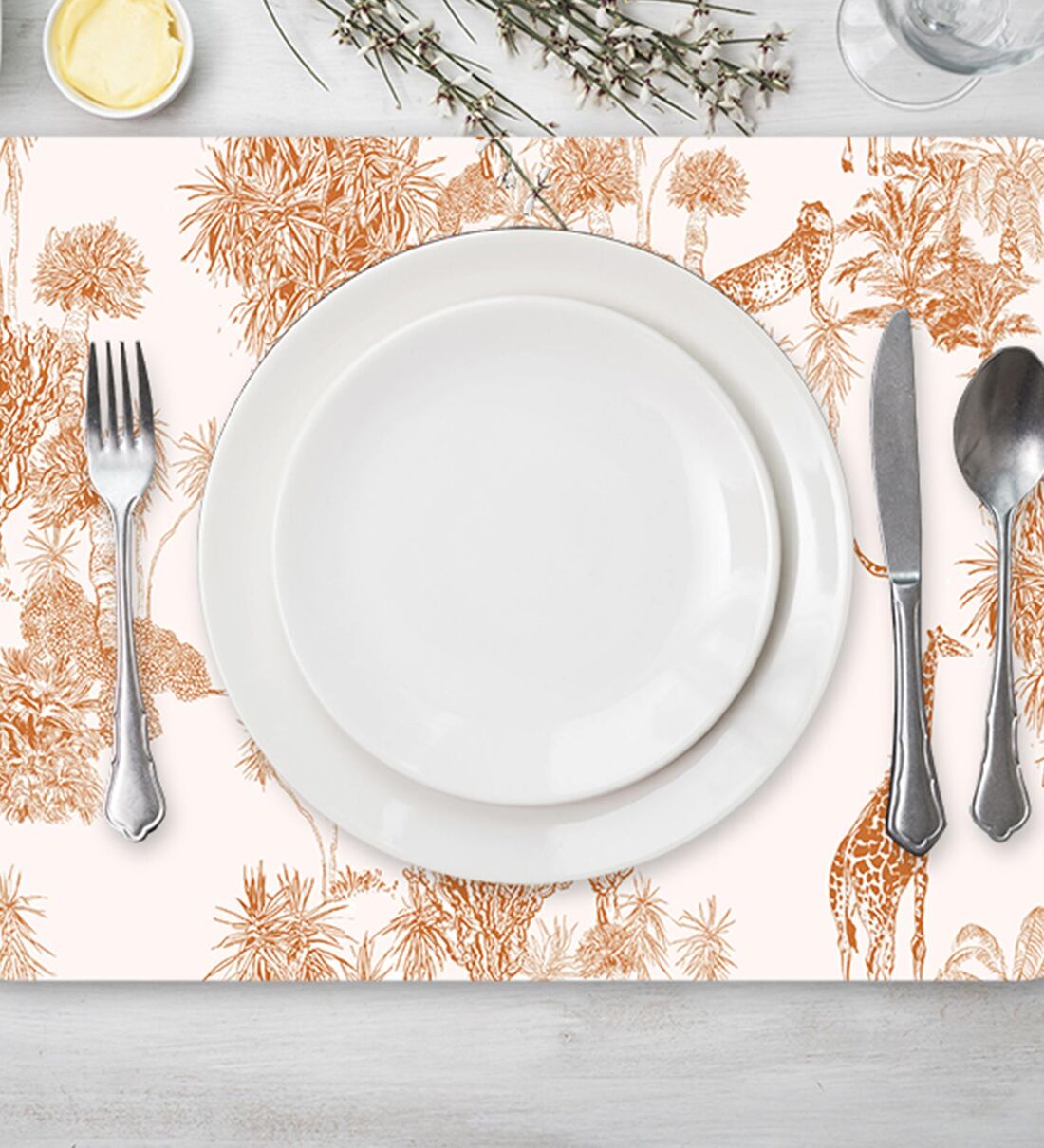 Buy Safari Wildlife (12x15) Brown & White MDF (Set of 4) Placemat at 10