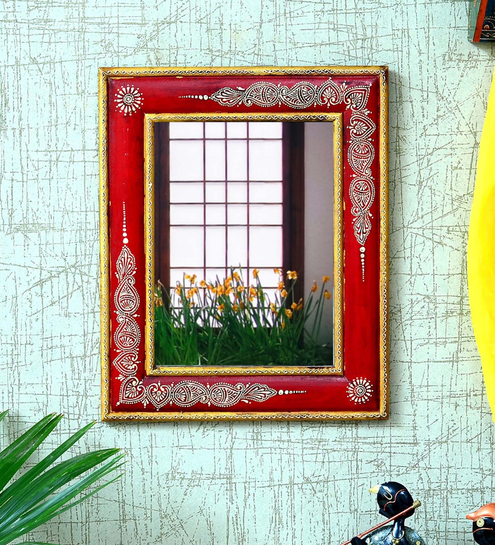 Red MDF Knack Wall Mirror