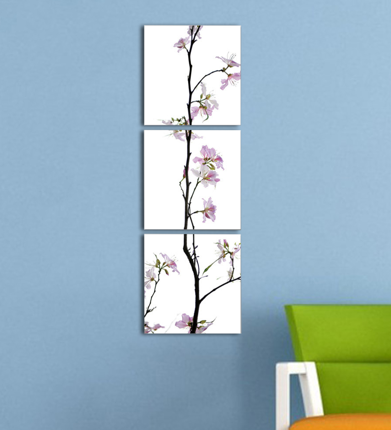 MDF 3-Panel Flower Stem Wall Decor