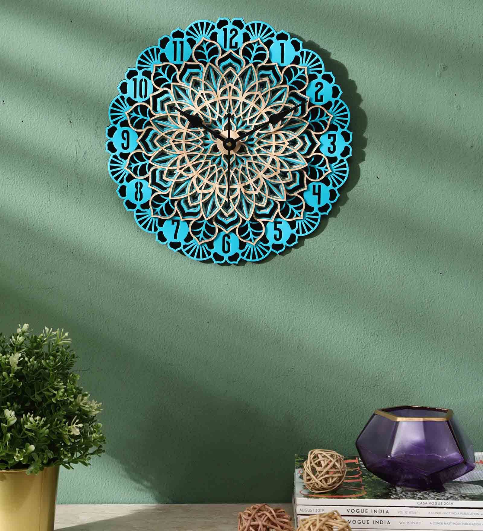 Mdf And Acrylic Analog Mandala Traditional Wall Clock
