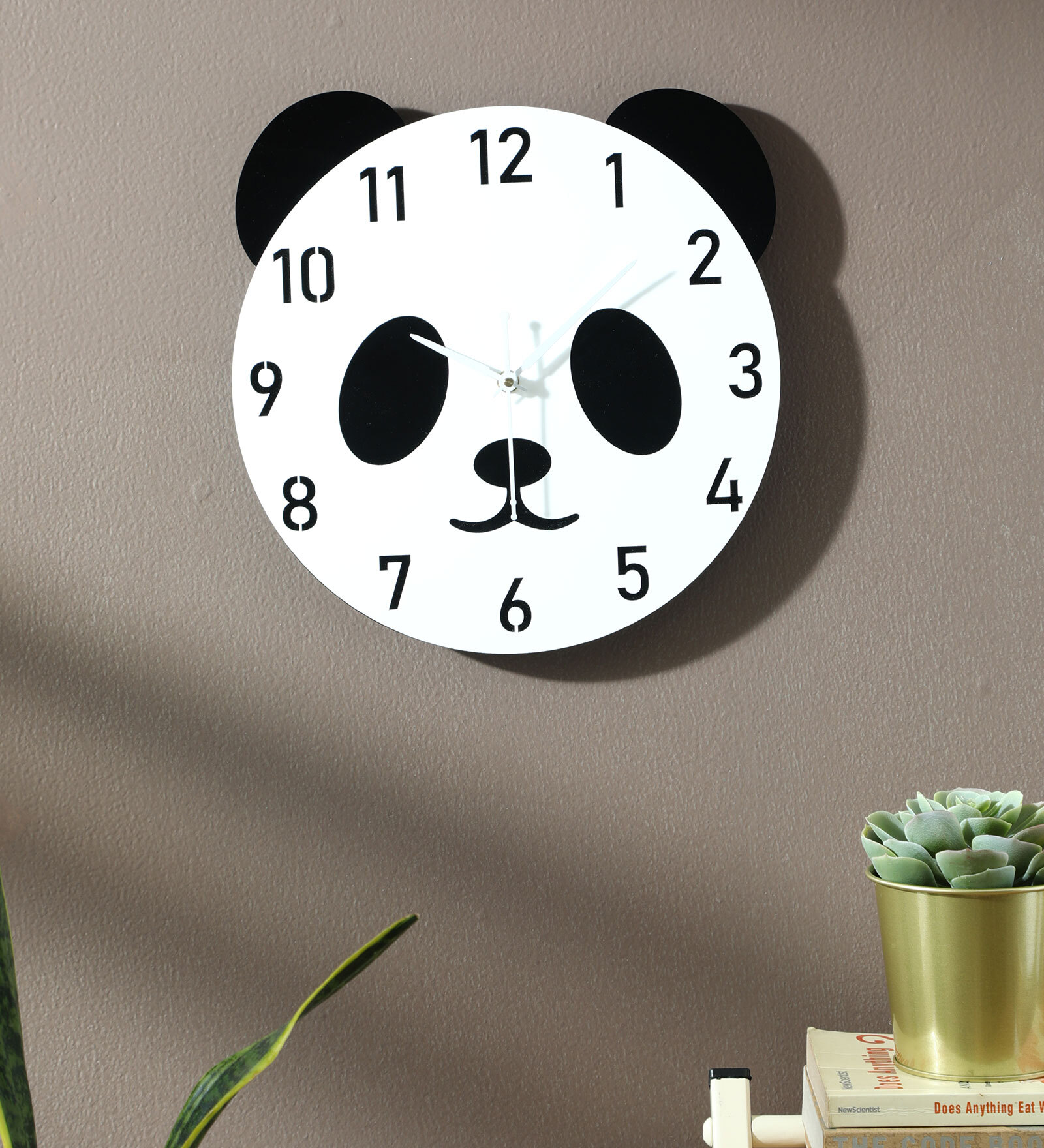 MDF And Acrylic Analog Panda Face Kids Wall Clock